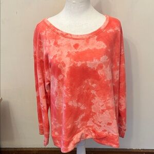 Talbots red white  tie dye long sleeve sweatshirt Size 1X EUC